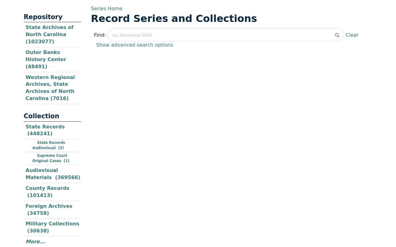 Statesville previous residents State Archives series search fields