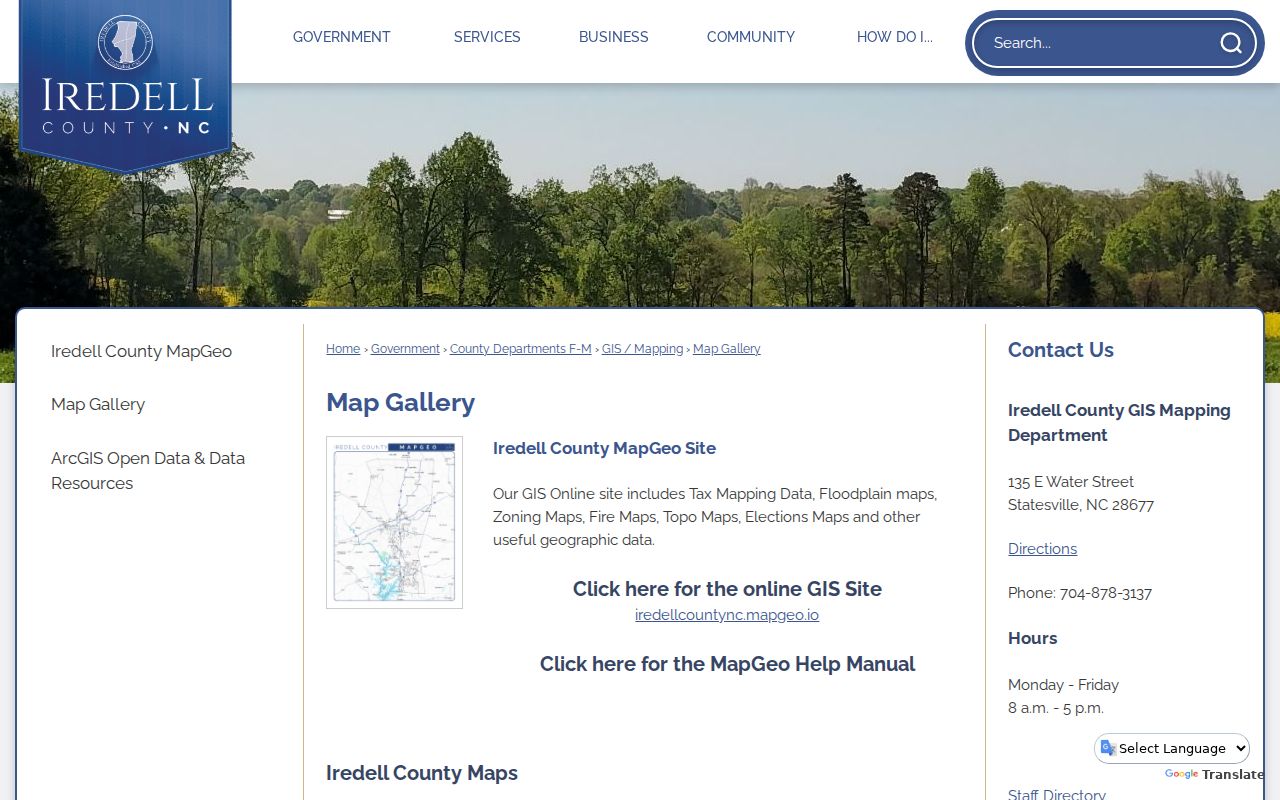 Statesville street directory image showing Iredell County ZIP city-limit ward precinct and township maps